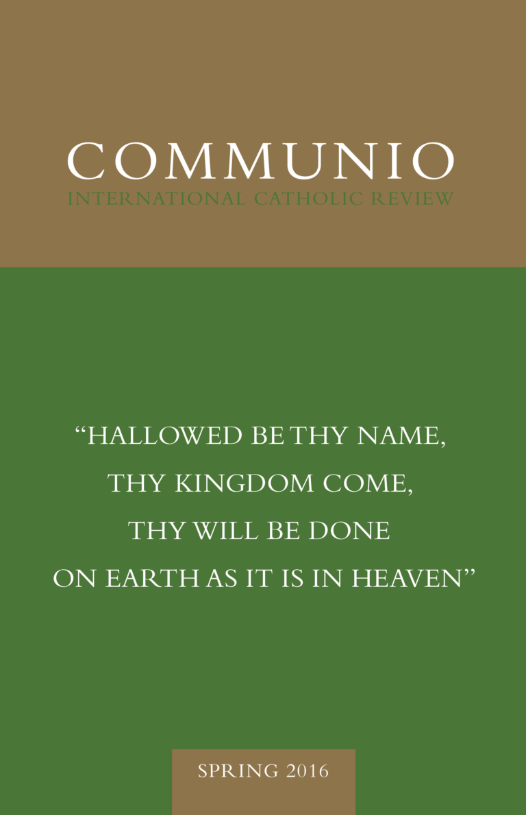 Cover of Communio, Spring 2016, Vol. 43, No. 1